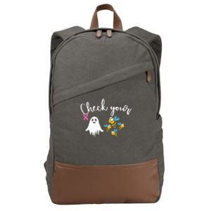 Check Your Boo Bees Breast Cancer Awareness Ribbon Cotton Canvas Backpack