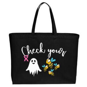 Check Your Boo Bees Breast Cancer Awareness Ribbon Cotton Canvas Jumbo Tote