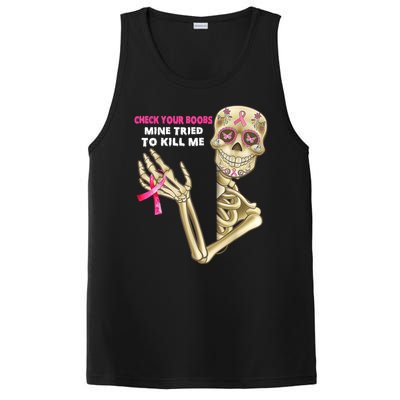 Check Your Boobs Mine Tried To Kill Me Breast Cancer PosiCharge Competitor Tank