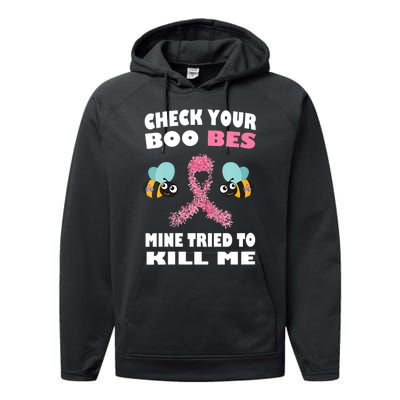 Check Your Boo Bees Mine Tried To Kill Me Funny Mothers Day Performance Fleece Hoodie