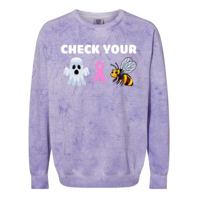 Check Your Boo Bees Funny Breast Cancer Awareness Halloween Gift Colorblast Crewneck Sweatshirt