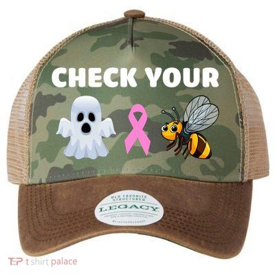 Check Your Boo Bees Funny Breast Cancer Awareness Halloween Gift Legacy Tie Dye Trucker Hat