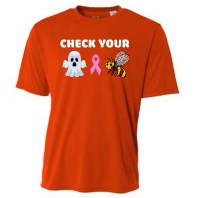 Check Your Boo Bees Funny Breast Cancer Awareness Halloween Gift Cooling Performance Crew T-Shirt