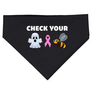 Check Your Boo Bees Funny Breast Cancer Awareness Halloween Gift USA-Made Doggie Bandana