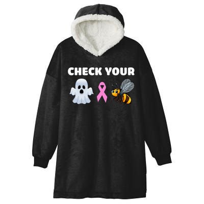 Check Your Boo Bees Funny Breast Cancer Awareness Halloween Gift Hooded Wearable Blanket