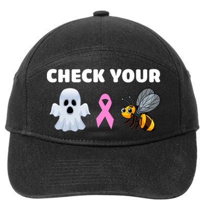Check Your Boo Bees Funny Breast Cancer Awareness Halloween Gift 7-Panel Snapback Hat