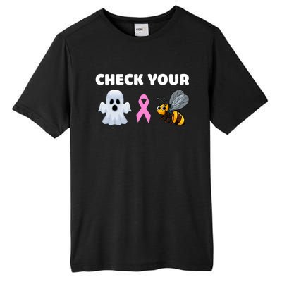 Check Your Boo Bees Funny Breast Cancer Awareness Halloween Gift Tall Fusion ChromaSoft Performance T-Shirt