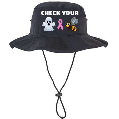 Check Your Boo Bees Funny Breast Cancer Awareness Halloween Gift Bucket Hat