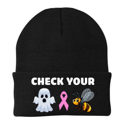 Check Your Boo Bees Funny Breast Cancer Awareness Halloween Gift Beanie