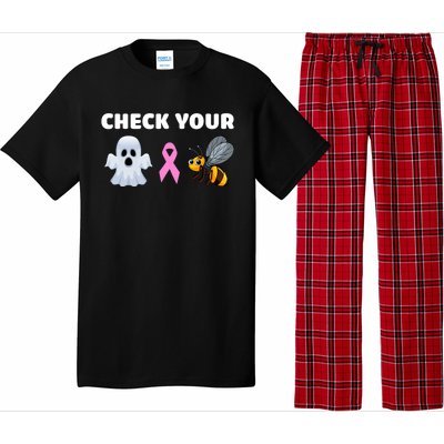 Check Your Boo Bees Funny Breast Cancer Awareness Halloween Gift Pajama Set