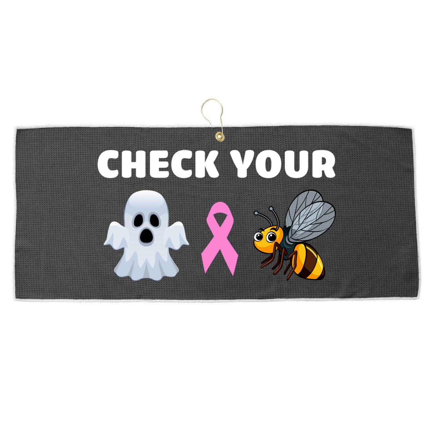 Check Your Boo Bees Funny Breast Cancer Awareness Halloween Gift Large Microfiber Waffle Golf Towel