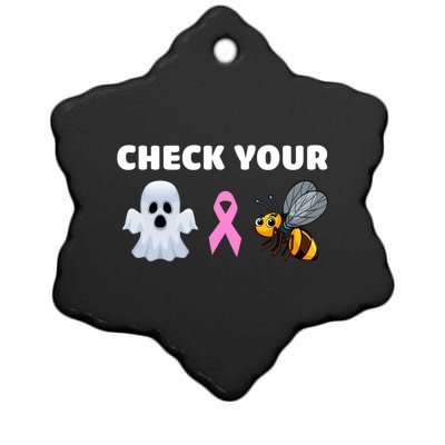 Check Your Boo Bees Funny Breast Cancer Awareness Halloween Gift Ceramic Star Ornament