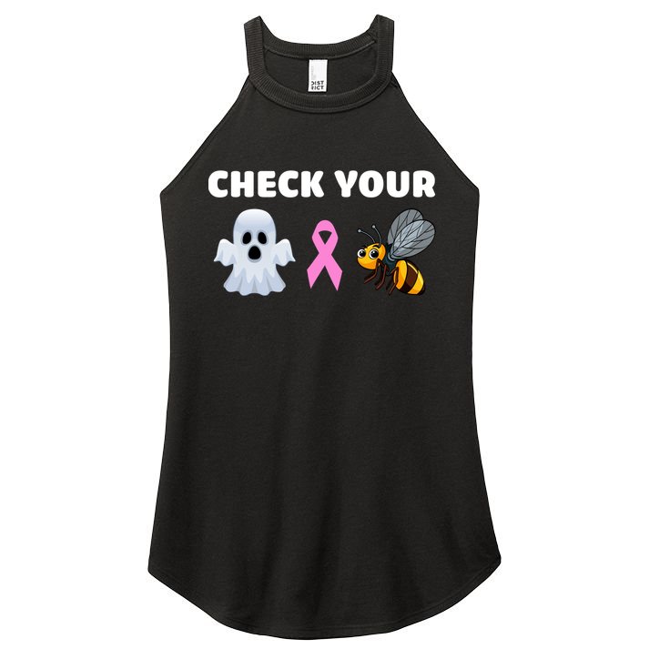 Check Your Boo Bees Funny Breast Cancer Awareness Halloween Gift Women's Perfect Tri Rocker Tank