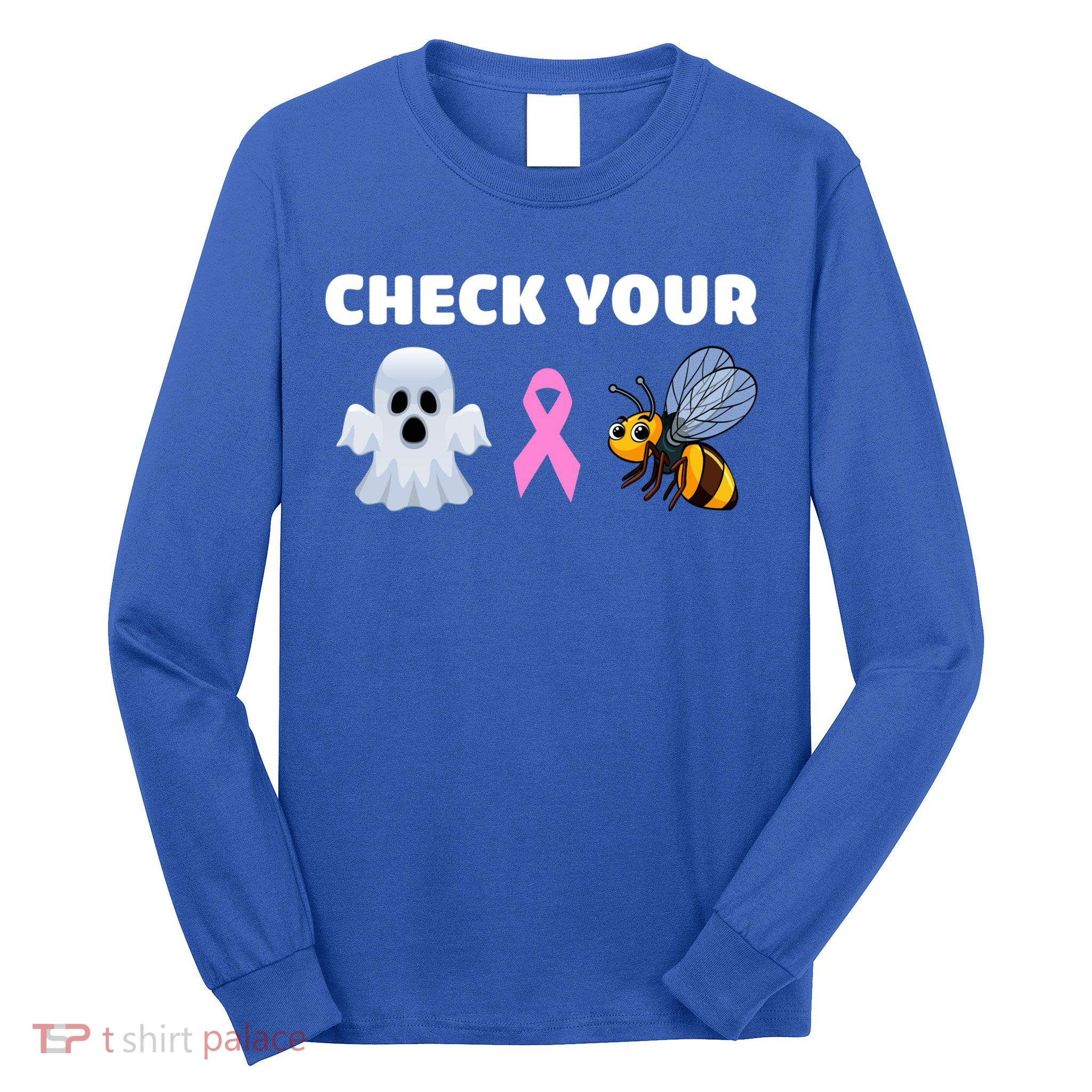 Check Your Boo Bees Funny Breast Cancer Awareness Halloween Gift Long Sleeve Shirt