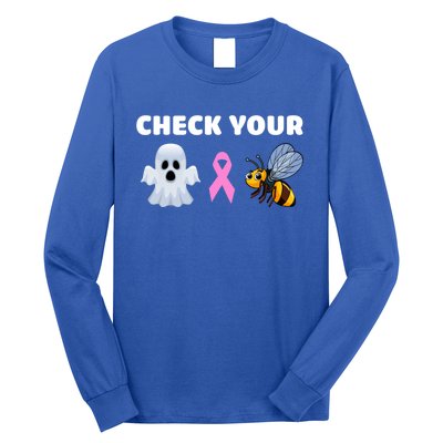 Check Your Boo Bees Funny Breast Cancer Awareness Halloween Gift Long Sleeve Shirt