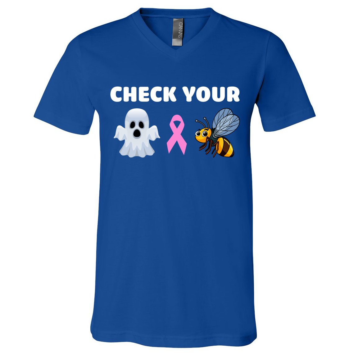 Check Your Boo Bees Funny Breast Cancer Awareness Halloween Gift V-Neck T-Shirt