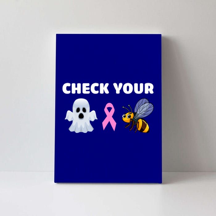 Check Your Boo Bees Funny Breast Cancer Awareness Halloween Gift Canvas