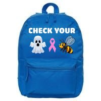 Check Your Boo Bees Funny Breast Cancer Awareness Halloween Gift 16 in Basic Backpack