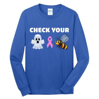 Check Your Boo Bees Funny Breast Cancer Awareness Halloween Gift Tall Long Sleeve T-Shirt