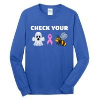 Check Your Boo Bees Funny Breast Cancer Awareness Halloween Gift Tall Long Sleeve T-Shirt