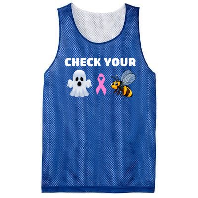 Check Your Boo Bees Funny Breast Cancer Awareness Halloween Gift Mesh Reversible Basketball Jersey Tank