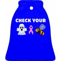 Check Your Boo Bees Funny Breast Cancer Awareness Halloween Gift Ceramic Bell Ornament