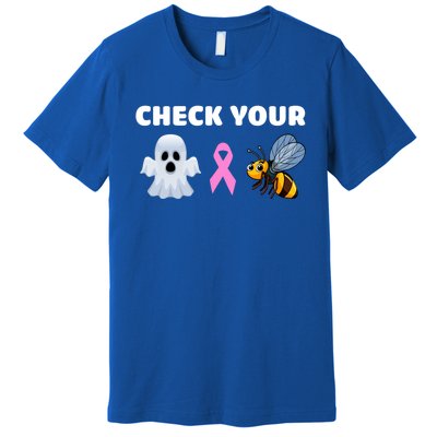 Check Your Boo Bees Funny Breast Cancer Awareness Halloween Gift Premium T-Shirt