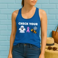 Check Your Boo Bees Funny Breast Cancer Awareness Halloween Gift Womens Tank Top
