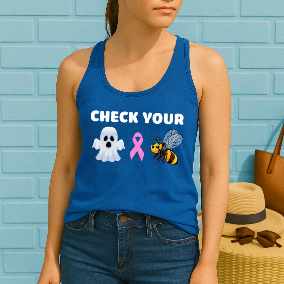 Check Your Boo Bees Funny Breast Cancer Awareness Halloween Gift Womens Tank Top