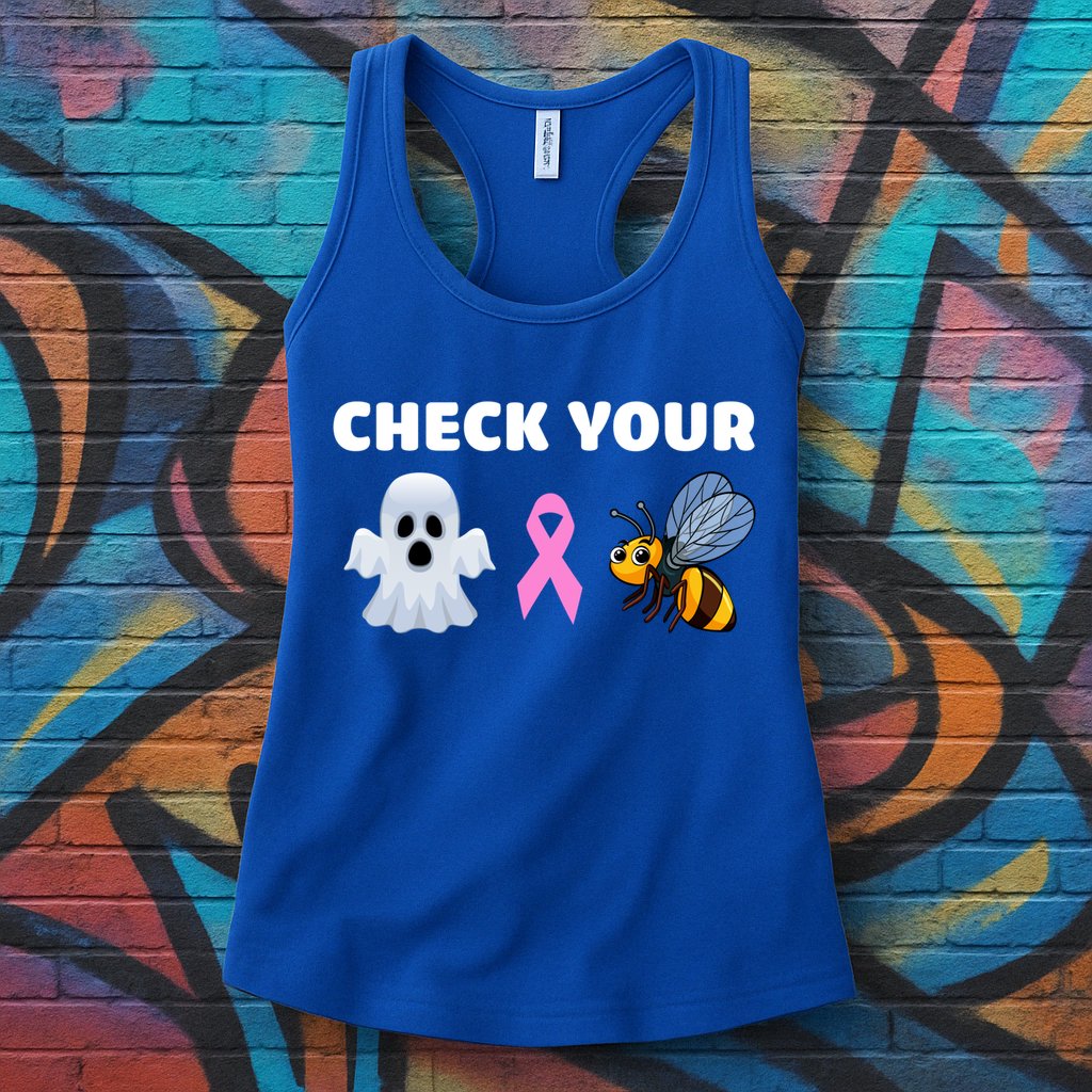 Check Your Boo Bees Funny Breast Cancer Awareness Halloween Gift Womens Tank Top