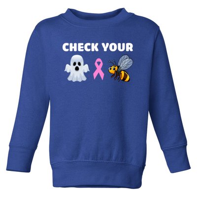 Check Your Boo Bees Funny Breast Cancer Awareness Halloween Gift Toddler Sweatshirt