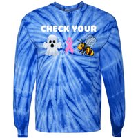 Check Your Boo Bees Funny Breast Cancer Awareness Halloween Gift Tie-Dye Long Sleeve Shirt