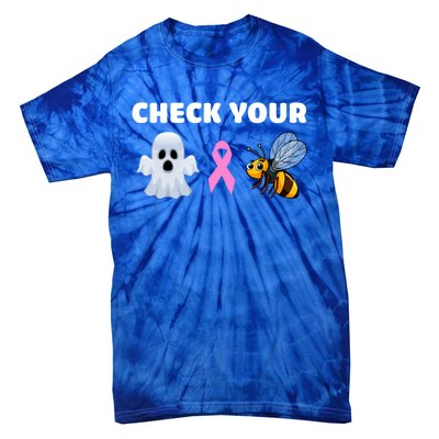 Check Your Boo Bees Funny Breast Cancer Awareness Halloween Gift Tie-Dye T-Shirt