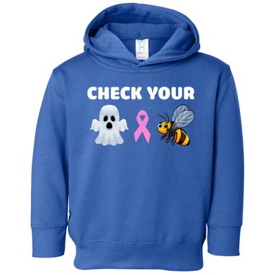 Check Your Boo Bees Funny Breast Cancer Awareness Halloween Gift Toddler Hoodie