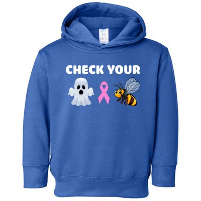 Check Your Boo Bees Funny Breast Cancer Awareness Halloween Gift Toddler Hoodie