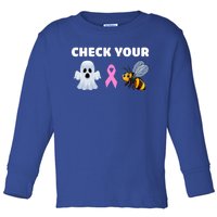 Check Your Boo Bees Funny Breast Cancer Awareness Halloween Gift Toddler Long Sleeve Shirt