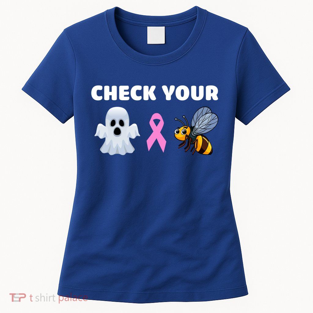 Check Your Boo Bees Funny Breast Cancer Awareness Halloween Gift Womens T-Shirt