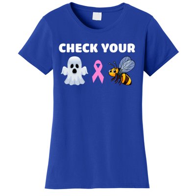 Check Your Boo Bees Funny Breast Cancer Awareness Halloween Gift Women's T-Shirt