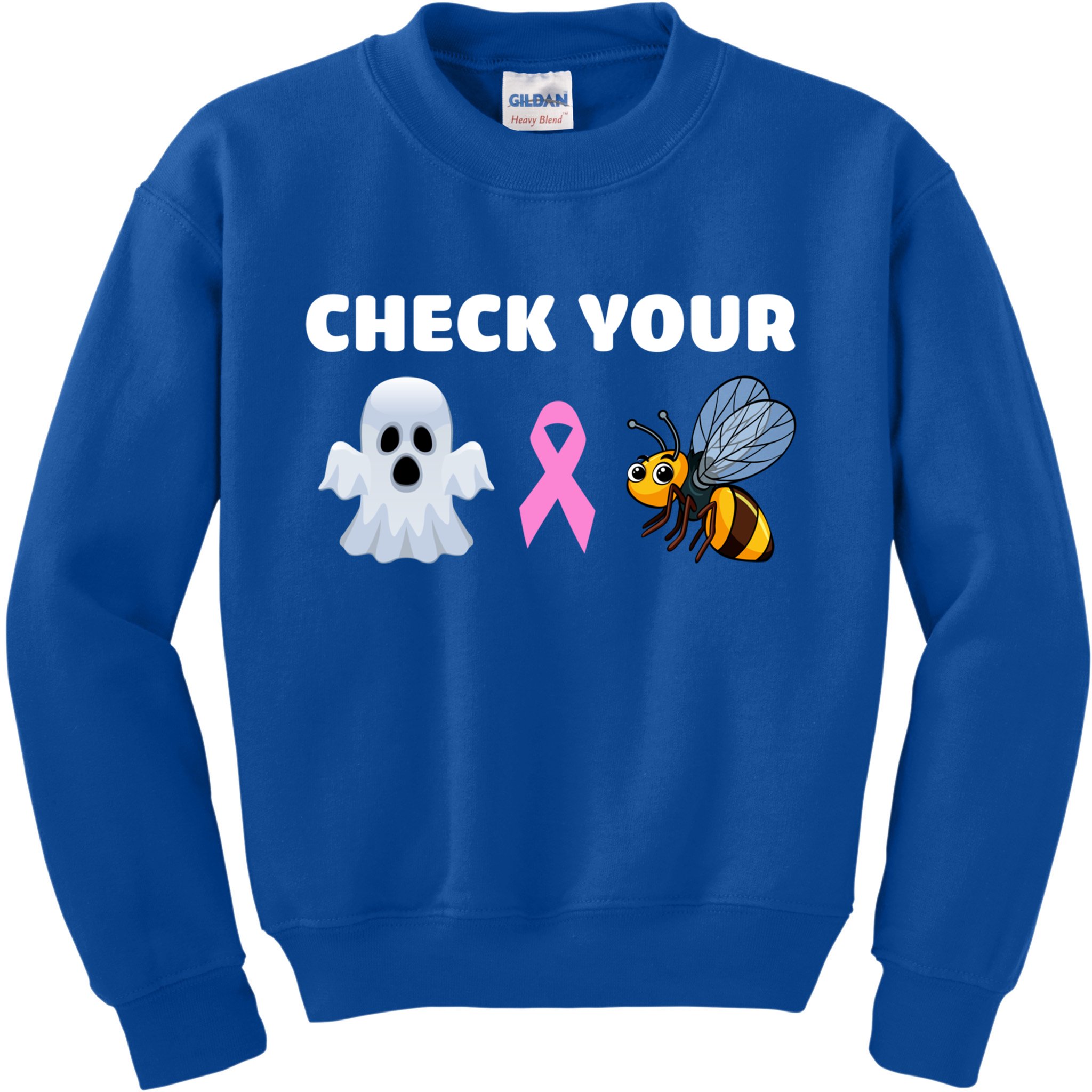 Check Your Boo Bees Funny Breast Cancer Awareness Halloween Gift Kids Sweatshirt