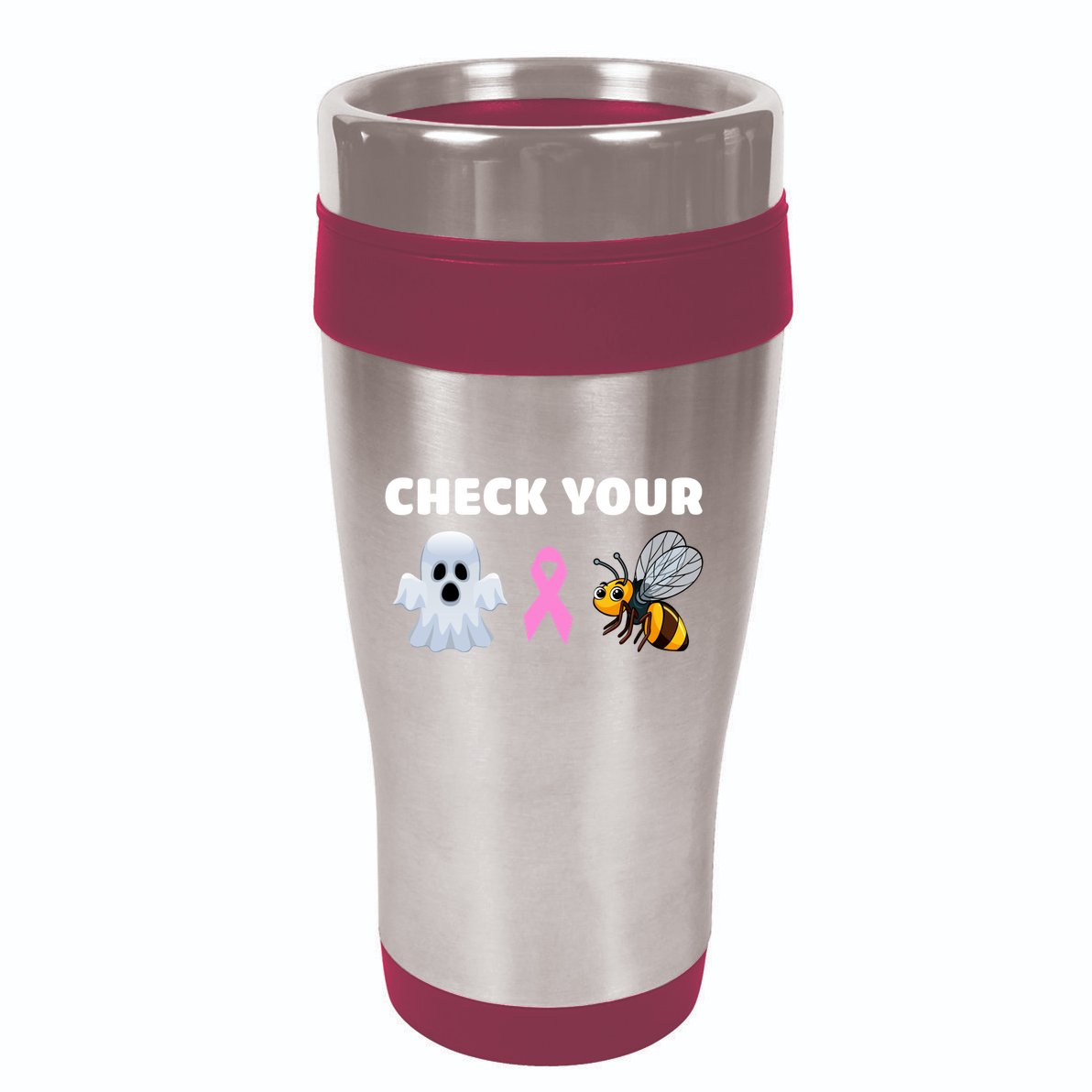 Check Your Boo Bees Funny Breast Cancer Awareness Halloween Gift 16oz Travel Tumbler