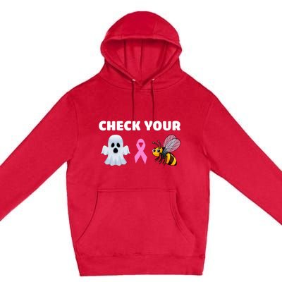 Check Your Boo Bees Funny Breast Cancer Awareness Halloween Gift Premium Pullover Hoodie