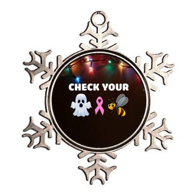 Check Your Boo Bees Funny Breast Cancer Awareness Halloween Gift Metallic Star Ornament