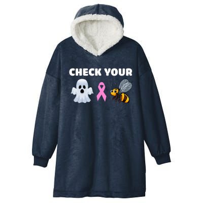 Check Your Boo Bees Funny Breast Cancer Awareness Halloween Gift Hooded Wearable Blanket