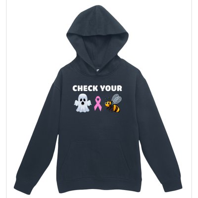 Check Your Boo Bees Funny Breast Cancer Awareness Halloween Gift Urban Pullover Hoodie