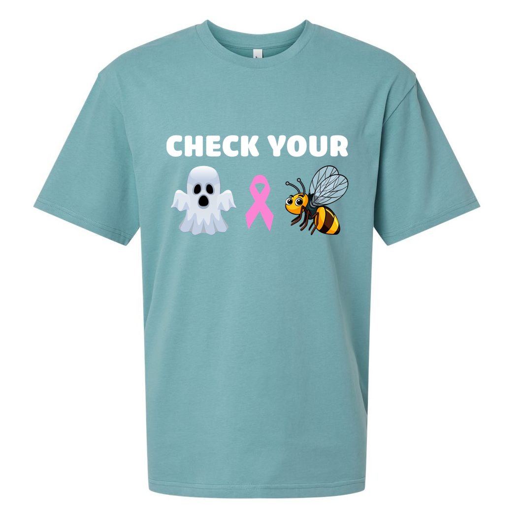 Check Your Boo Bees Funny Breast Cancer Awareness Halloween Gift Sueded Cloud Jersey T-Shirt