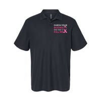 Check Your Boobs Mine Tried To Kill Me Breast Cancer Design Softstyle Adult Sport Polo