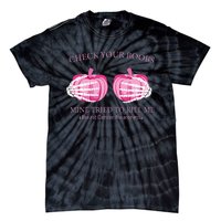 Check Your Boobs Mine Tried To Kill Me Breast Cancer Pumpkin Tie-Dye T-Shirt