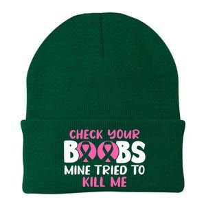 Check Your Boobs Mine Tried To Kill Me Knit Cap Winter Beanie