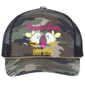 Check Your Boo Bees Breast Cancer Squad Tribe Funny Gift Retro Rope Trucker Hat Cap