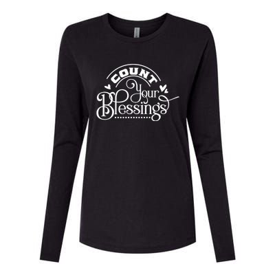 Count Your Blessings Inspirational Motivational Family Gift Womens Cotton Relaxed Long Sleeve T-Shirt